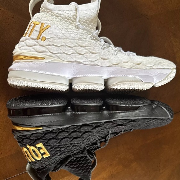 LEBRON EQUALITY BLACK WHITE CUSTOM MADE FROM THE LEBROM 15 MEN SZ 10 - Picture 6 of 15
